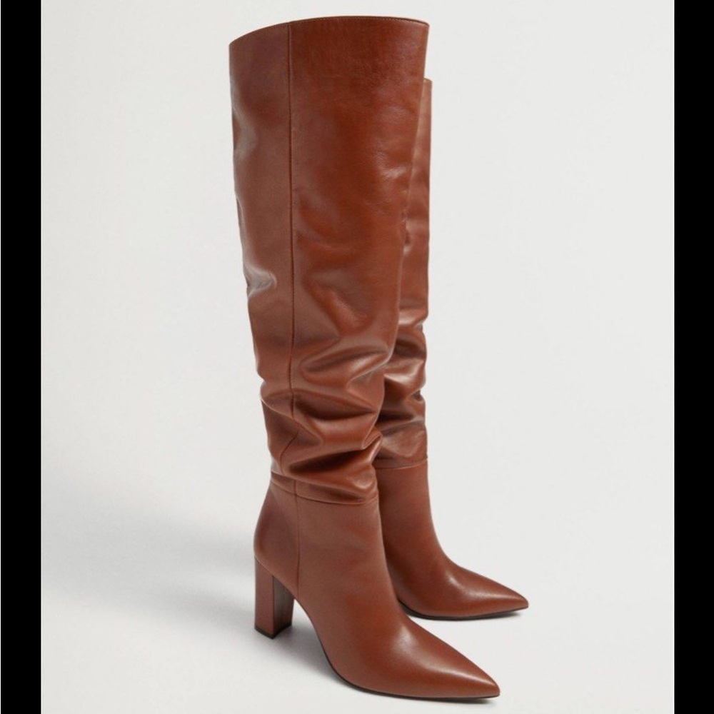 Mango Knee High Bovine Leather Boots Made in Spain | EU 38 US 7.5